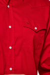 Rodeo Men's Western Solid Cotton Twill Snap Shirt - Red - Broken horn