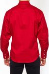 Rodeo Men's Western Solid Cotton Twill Snap Shirt - Red - Broken horn