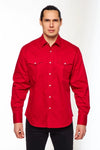Rodeo Men's Western Solid Cotton Twill Snap Shirt - Red - Broken horn