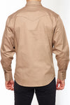 Rodeo Men's Western Solid Cotton Twill Snap Shirt - Khaki - Broken horn