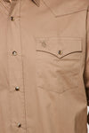 Rodeo Men's Western Solid Cotton Twill Snap Shirt - Khaki - Broken horn