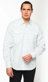 Rodeo Men's Western Solid Cotton Twill Snap Shirt - White - Broken horn