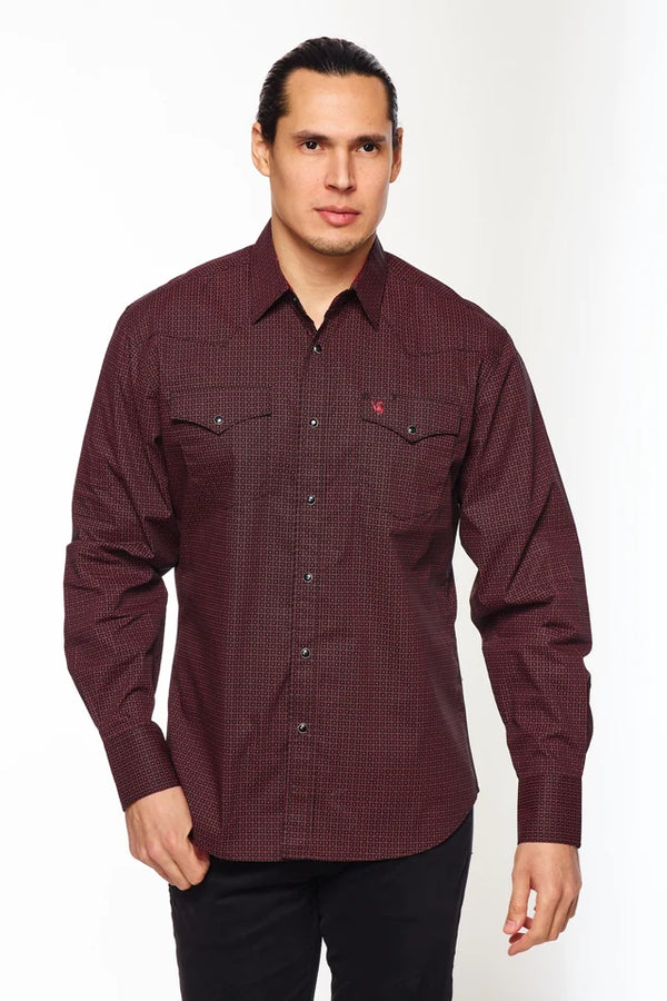 Rodeo Sleeve All Over Print - Burgundy - Broken horn