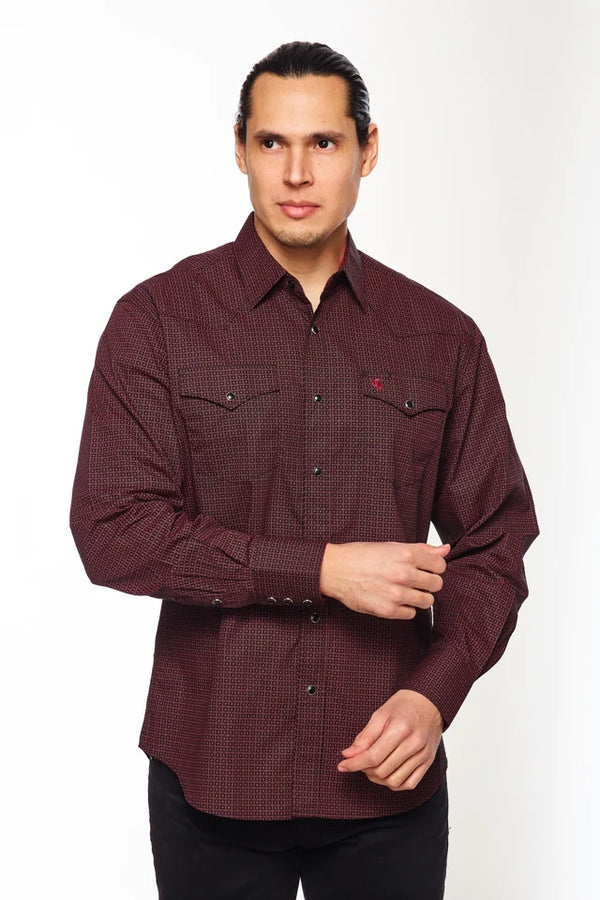 Rodeo Sleeve All Over Print - Burgundy - Broken horn