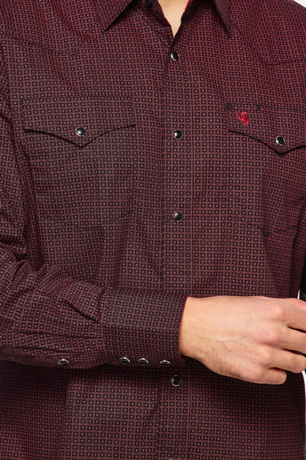 Rodeo Sleeve All Over Print - Burgundy - Broken horn