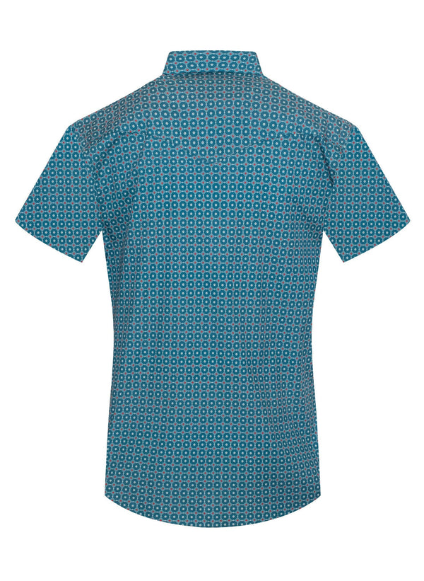 Rodeo Men's Short Sleeve Pearl Snap - Broken horn
