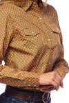 Rodeo Women Long Sleeve Brwon Snap Western Shirt - Broken horn