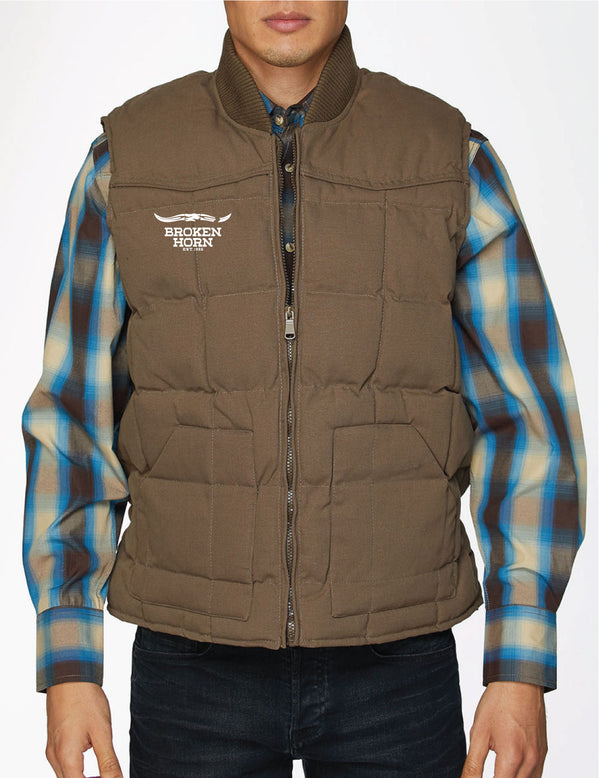 Broken Horn Embroidered Canvas Vest - Broken horn