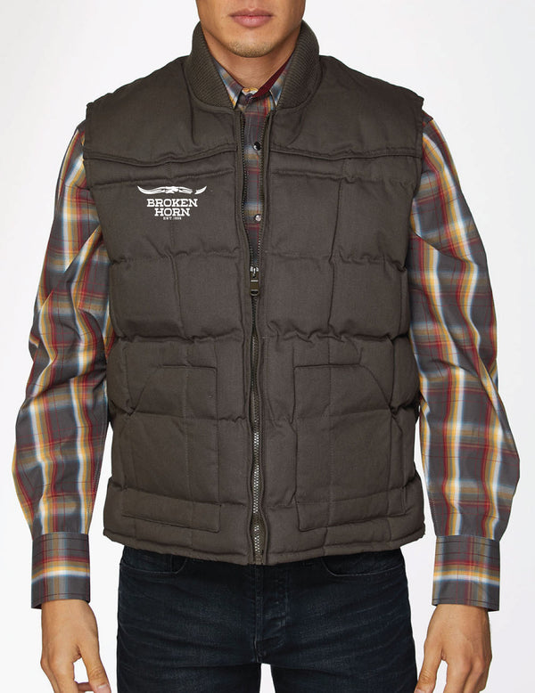 Broken Horn Embroidered Canvas Vest - Broken horn