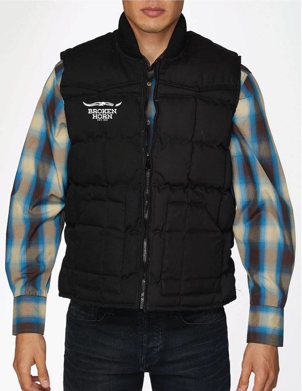 Broken Horn Embroidered Canvas Vest - Broken horn