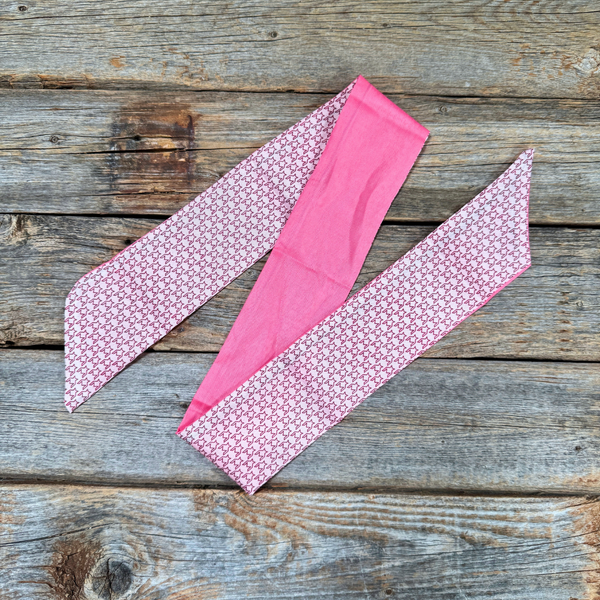 Pink Western Skinny Mini Wild Rag Scarf / Cowgirl Necktie - Broken horn
