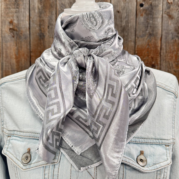 Silver Jacquard Wild Rag - - Broken horn