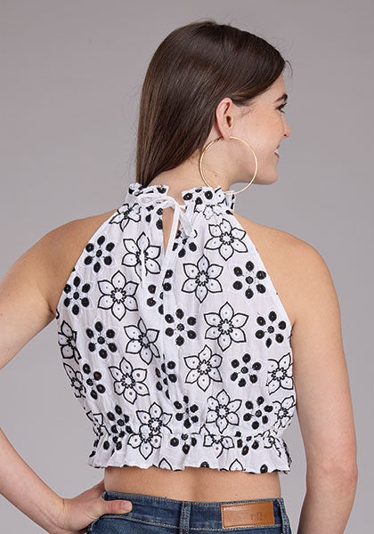 Roper Women Black & White Halter Neck - Broken horn