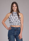 Roper Women Black & White Halter Neck - Broken horn