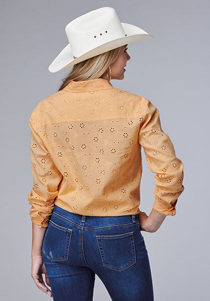 Roper Women Eyelet Western Blouse - Broken horn