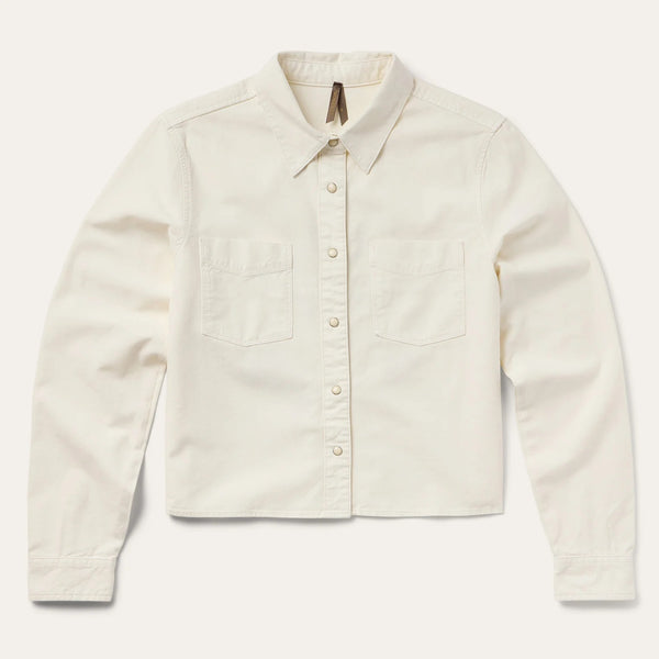 Stetson Women Cream Denim Crop Blouse - Broken horn