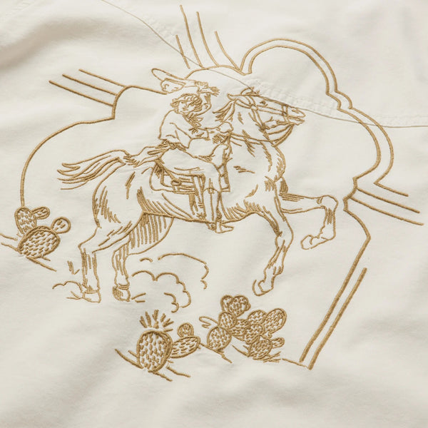 Stetson Women Cream Denim Crop Blouse - Broken horn