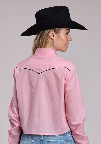 Roper Pink Cotton Western Blouse - Broken horn