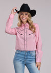 Roper Pink Cotton Western Blouse - Broken horn