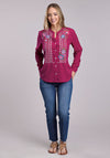Roper Rasberry Poly Crepe Blouse - Broken horn