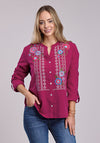 Roper Rasberry Poly Crepe Blouse - Broken horn