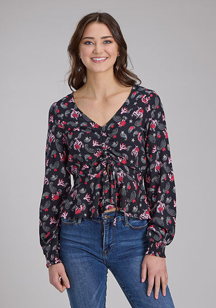 Roper Bronc Riders Printed Rayon - Broken horn