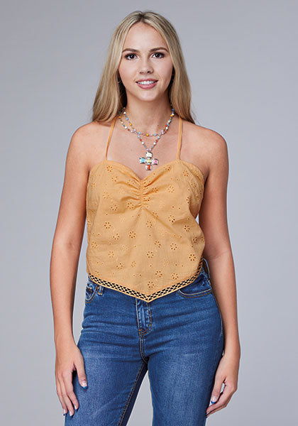 Roper Women Eyelet Bandana Adjustable Strap Tank - Broken horn
