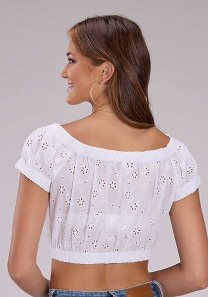 Roper Women White Eyelet Tube Top - Broken horn