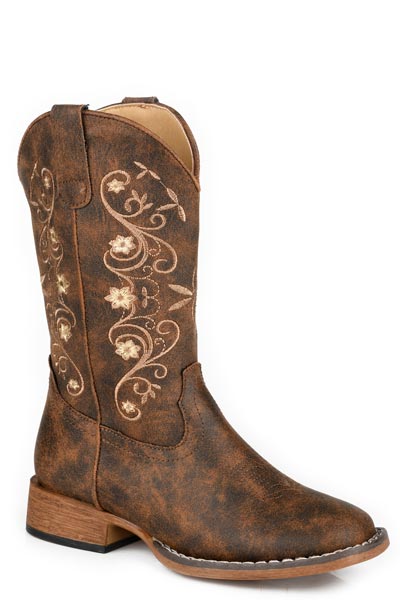 Roper Square Toe Kids Boot - Bailey - Broken horn