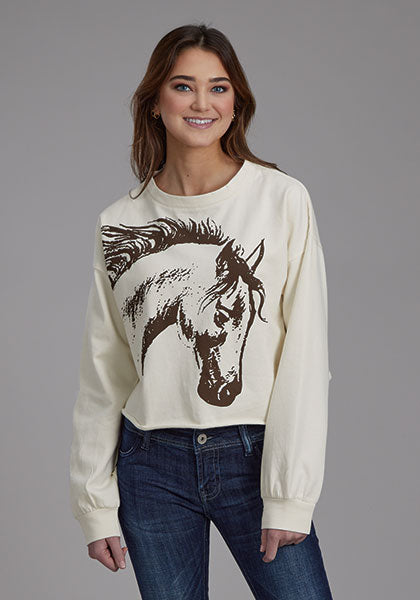 Roper Women's Crewneck Pullover - Broken horn