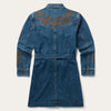 Stetson Embroidered Stretch Denim Shirt Dress - Broken horn