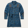 Stetson Embroidered Stretch Denim Shirt Dress - Broken horn