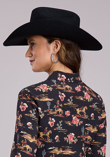Stetson Printed Rayon Snap Shirt - Broken horn
