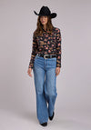 Stetson Printed Rayon Snap Shirt - Broken horn
