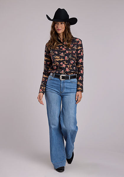 Stetson Printed Rayon Snap Shirt - Broken horn