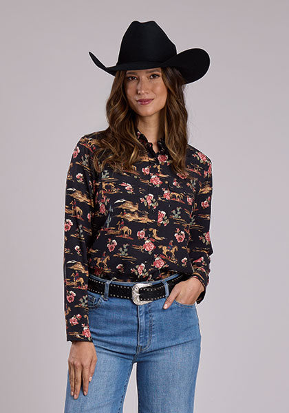 Stetson Printed Rayon Snap Shirt - Broken horn