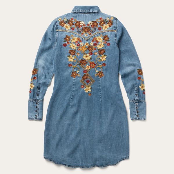 Stetson Embroidered Western Shirt Dress - Broken horn