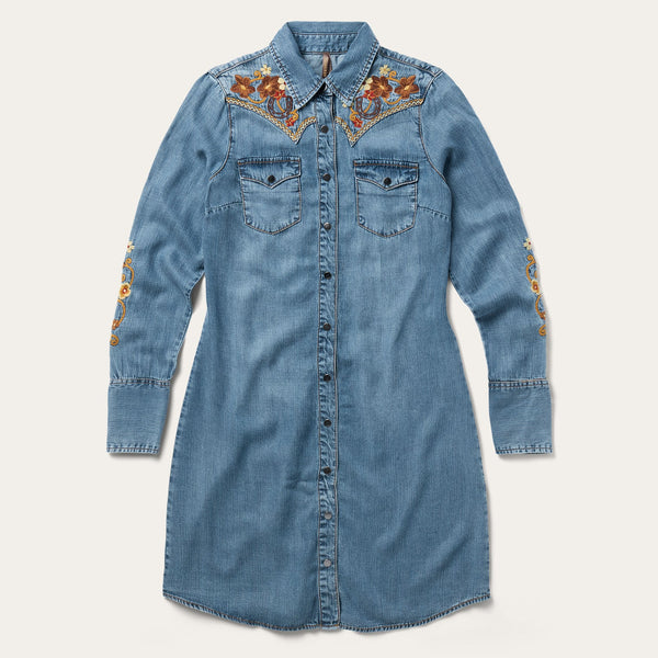 Stetson Embroidered Western Shirt Dress - Broken horn