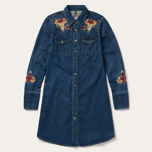 Stetson Embroidered Western Shirt Dress - Broken horn