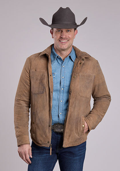 Stetson Novelty Solid Tan Leather Jacket - Broken horn