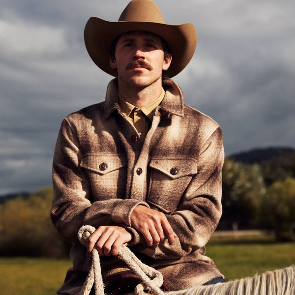 Stetson Wool Plaid Shirt Jacket - Broken horn