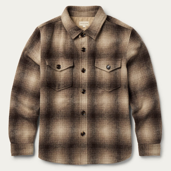 Stetson Wool Plaid Shirt Jacket - Broken horn