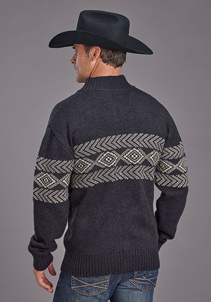 Stetson Men Aztec Border Wool Blend Cardigan - Broken horn