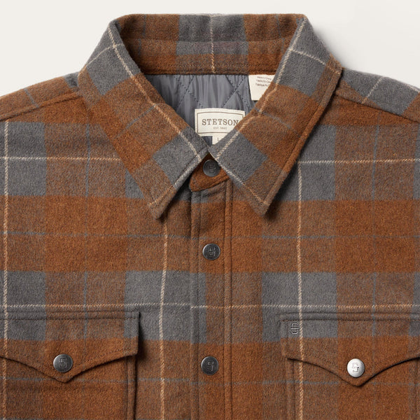 Stetson Men Plaid Western Shirt Jacket - Broken horn