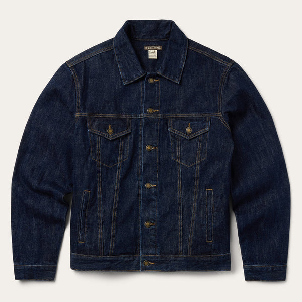 Stetson Men's Raw Denim Trucker Jacket - Broken horn