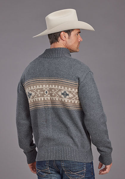 Stetson Men Serape Border Wool Blend Cardigan - Broken horn