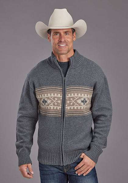 Stetson Men Serape Border Wool Blend Cardigan - Broken horn