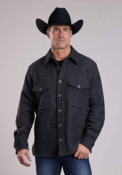 Stetson Men Wool Blend Charcoal Jacket - Broken horn