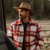Stetson Mens Outerwear Lined Jacket Plaid Wool Blend Red - Broken horn