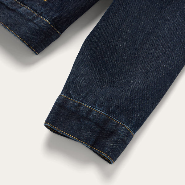 Stetson Suede Collar Raw Denim Jacket - Broken horn